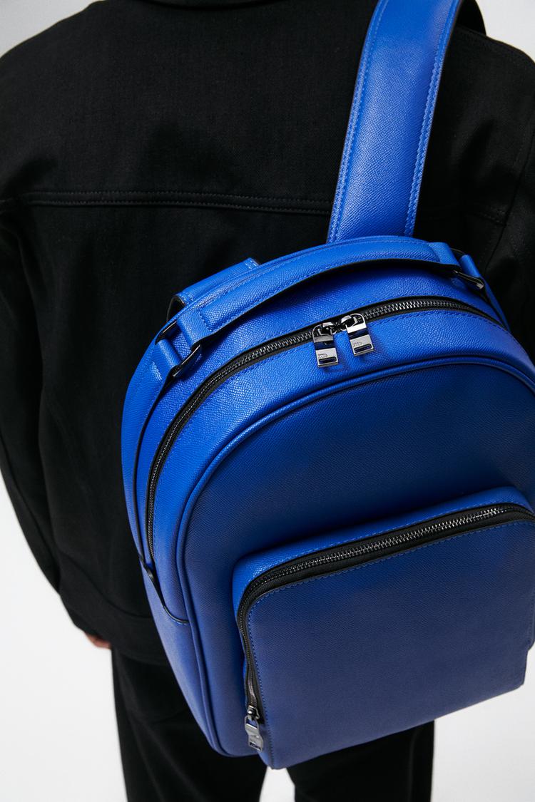 SOLID COLOR BACKPACK WITH GRAINY FINISH Electric Blue ZARA Canada